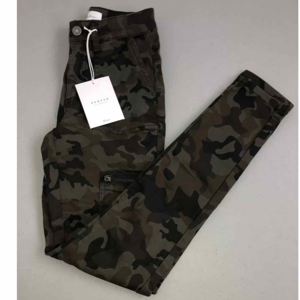 Kancan Jeans Green Size 1/24 Junior Skinny Zip-Hem Camo Print Stretch